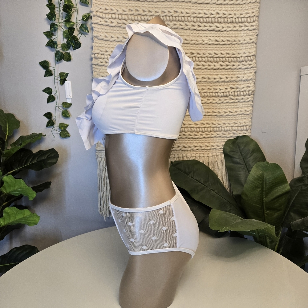 Shein White Ruffle Bikini Set - Picture 4 of 7